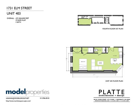 Floor plan for studio, 1 bath, 475 sqft